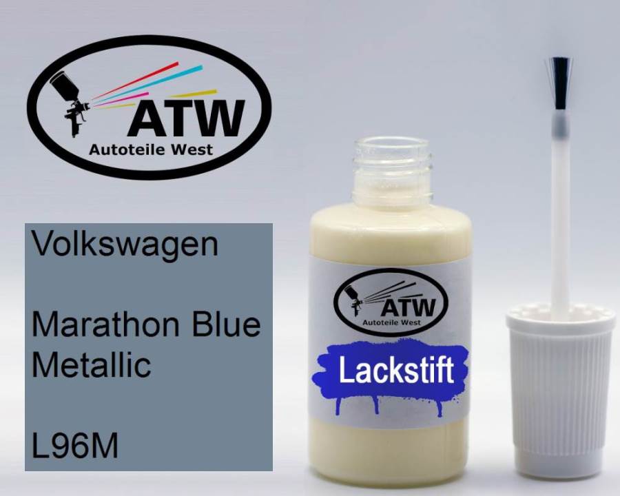 Volkswagen, Marathon Blue Metallic, L96M: 20ml Lackstift, von ATW Autoteile West.